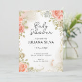 Invitation Design Floral rose blanc moderne (Debout devant)