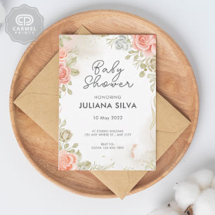 Invitation Design Floral rose blanc moderne