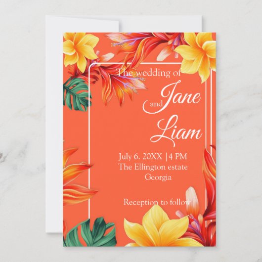 Invitation Design floral tropical (Devant)