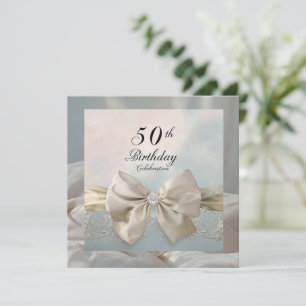 Invitation Design Gold 50e anniversaire Glam Bow Swirl Motif