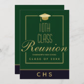 Invitation Design Green Black Gold Script 10ème Classe Réunio (Devant / Derrière)