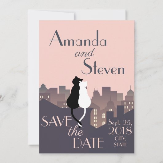 Invitation Design mariage à thème Chat (Devant)