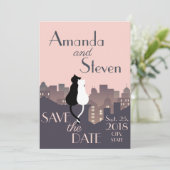 Invitation Design mariage à thème Chat (Debout devant)