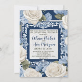 Invitation Design Mariage bleu et blanc (Devant)