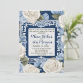 Invitation Design Mariage bleu et blanc (Debout devant)