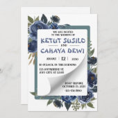 Invitation Design Mariage bleu et blanc (Devant / Derrière)