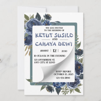 Invitation Design Mariage bleu et blanc