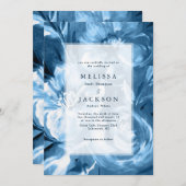 Invitation Design Mariage de fleurs d'aquarelle bleu (Devant / Derrière)