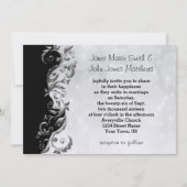 Invitation Design Mariage Floral Noir & Argent (Devant)