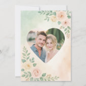 Invitation Design Mariage vert moderne avec photo et coeur (Dos)