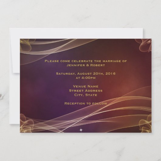 Invitation Design Maroon avec Mariage Gold Accents (Dos)