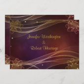 Invitation Design Maroon avec Mariage Gold Accents (Devant / Derrière)