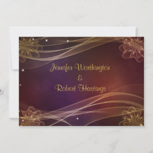 Invitation Design Maroon avec Mariage Gold Accents