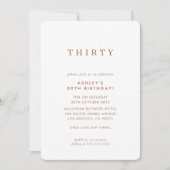 Invitation Design MINIMALIST anniversaire chic terre cuite mo (Devant)
