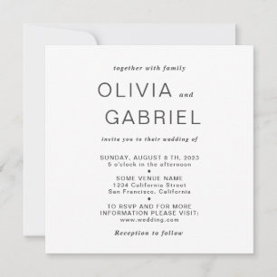 Invitation Design minimaliste. Mariage noir moderne