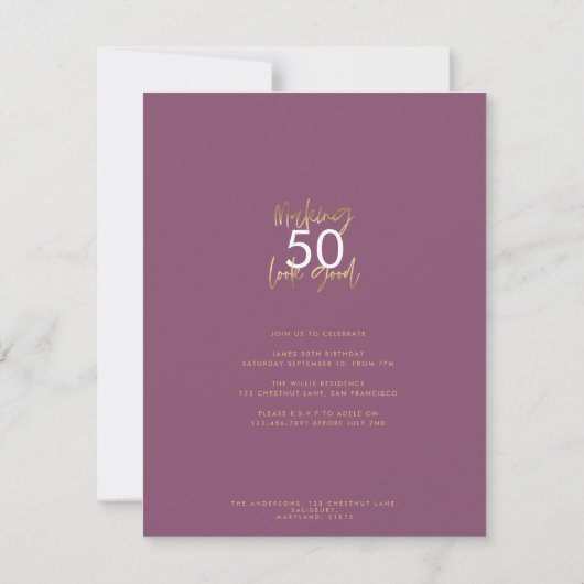 Invitation Design moderne 40e anniversaire simple élégant scr (Dos)