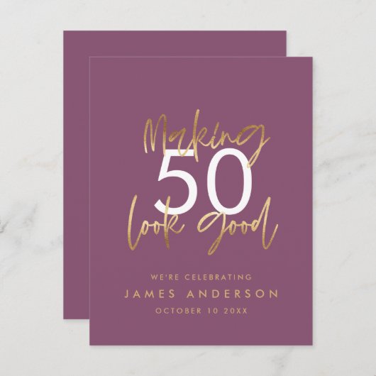 Invitation Design moderne 40e anniversaire simple élégant scr (Devant / Derrière)