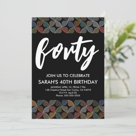 Invitation Design moderne 40e anniversaire simple élégant scr (Debout devant)