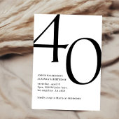 Invitation Design moderne 40e anniversaire simple élégant scr