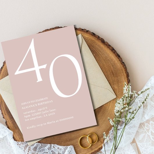 Invitation Design moderne 40e anniversaire simple élégant scr