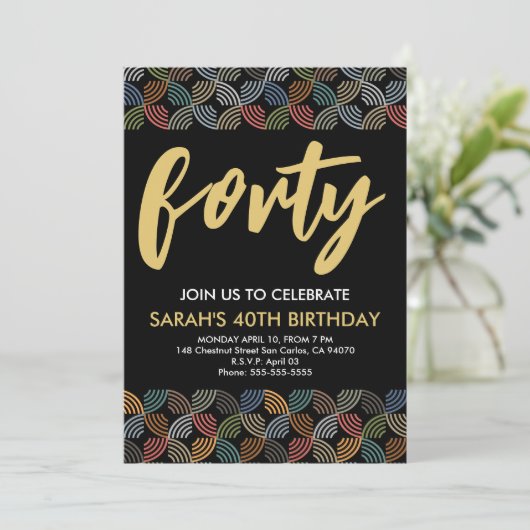 Invitation Design moderne 40e anniversaire simple élégant scr (Debout devant)