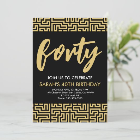 Invitation Design moderne 40e anniversaire simple élégant scr (Debout devant)