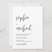 Invitation Design moderne calligraphie noir blanc Mariage (Devant)