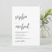Invitation Design moderne calligraphie noir blanc Mariage (Debout devant)