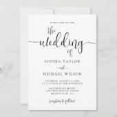 Invitation Design moderne calligraphie noir blanc Mariage (Devant)