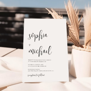 Invitation Design moderne calligraphie noir blanc Mariage