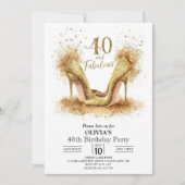 Invitation Design moderne Digital Gold 40e anniversaire (Devant)
