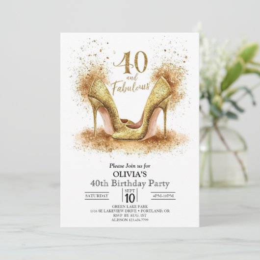 Invitation Design moderne Digital Gold 40e anniversaire (Debout devant)