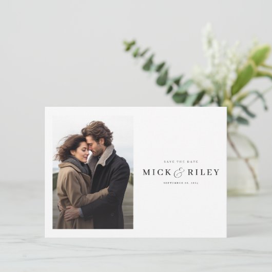 Invitation Design Moderne Minimal Photo Mariage Enregistrer L (Debout devant)