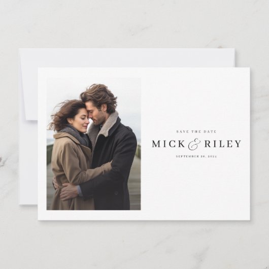 Invitation Design Moderne Minimal Photo Mariage Enregistrer L (Devant)
