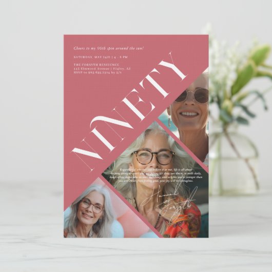Invitation Design Moderne Ninety | 90e anniversaire 3 Photo (Debout devant)