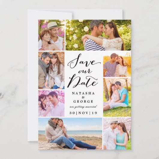 Invitation Design Moderne Script 8 Multi Photo Enregistrer La (Devant)
