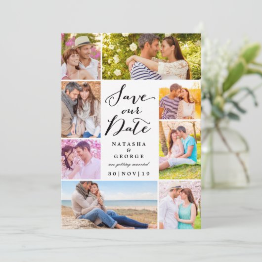 Invitation Design Moderne Script 8 Multi Photo Enregistrer La (Debout devant)