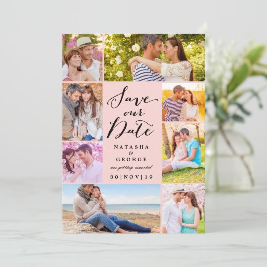 Invitation Design Moderne Script 8 Multi Photo Enregistrer La (Debout devant)