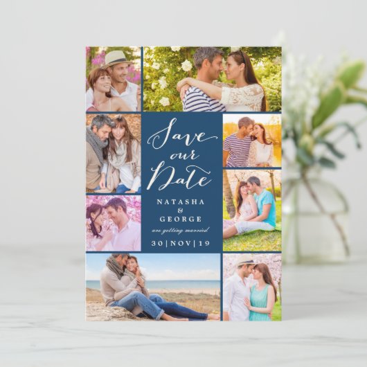 Invitation Design Moderne Script 8 Multi Photo Enregistrer La (Debout devant)