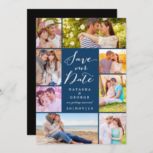 Invitation Design Moderne Script 8 Multi Photo Enregistrer La (Devant / Derrière)