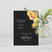 Invitation Design moderne tournesol Floral Mariage noir (Debout devant)