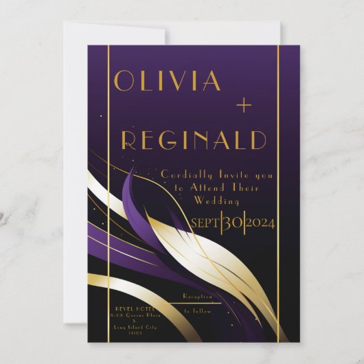 Invitation Design moderne violet et or Résumé Calla Lily (Devant)