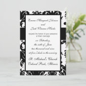 Invitation design noir blanc damassé (Debout devant)