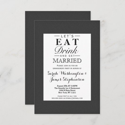 Invitation Design noir et blanc simple et élégant (Devant / Derrière)