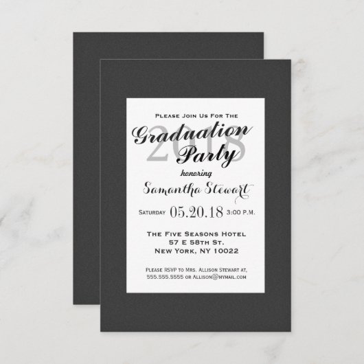 Invitation Design noir et blanc simple et élégant (Devant / Derrière)