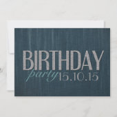 Invitation Design noir turquoise denim Guy Anniversaire Invit (Devant)
