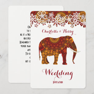 Invitation Design orné d'éléphants indiens décoré
