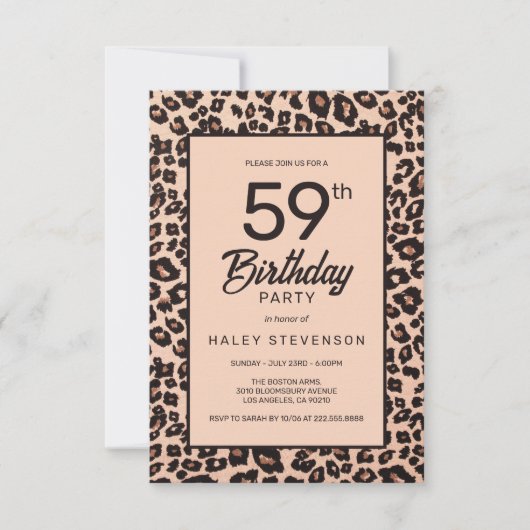 Invitation Design Poster de animal Leopard tendance 59e anniv (Devant)