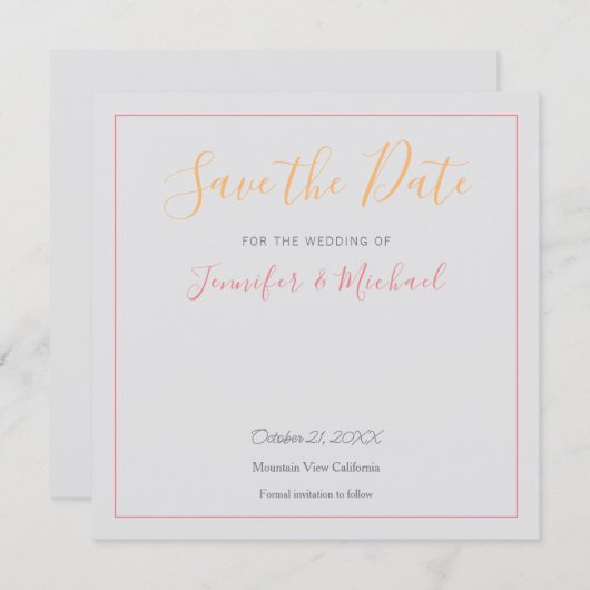 Invitation Design professionnel mariage Moderne Enregistrer l (Devant / Derrière)