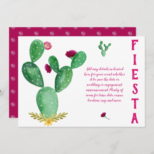 Invitation Design Propre FIESTA Folk Art Mariage Fête des mar (Devant / Derrière)